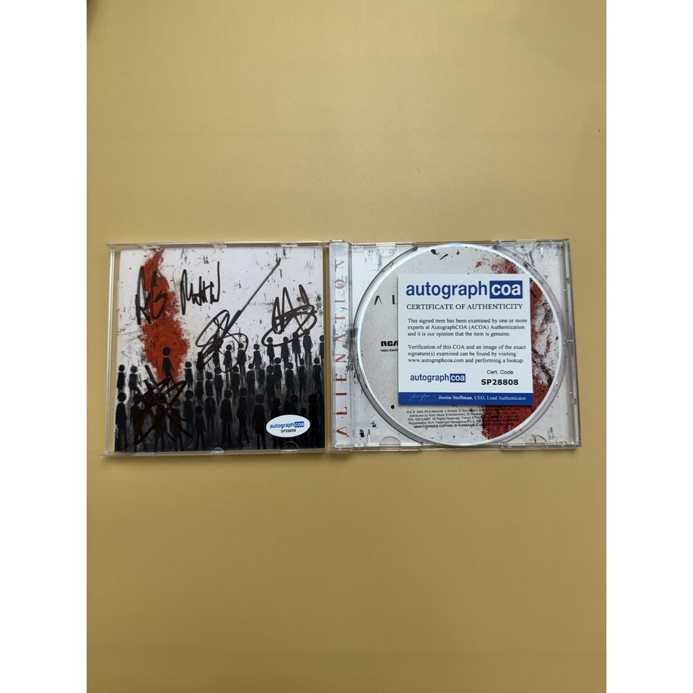Three Days Grace SIGNED CD Alienation Autograph All Members ACOA SP28808
